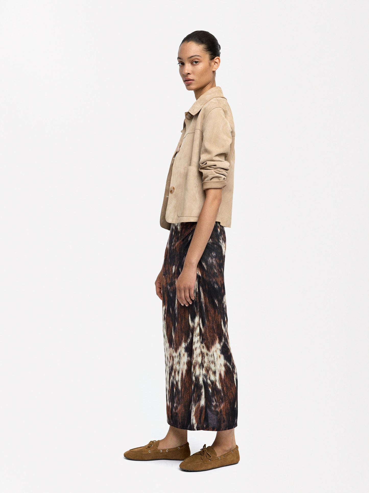 Long Skirt In Knit Printed With Animal Print