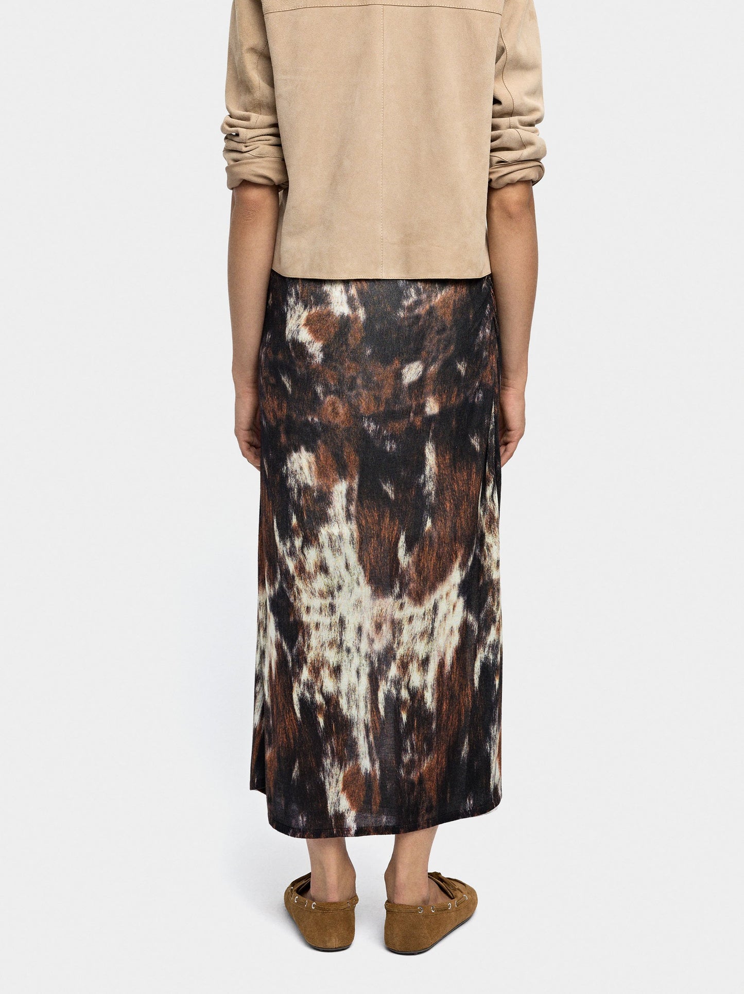 Long Skirt In Knit Printed With Animal Print