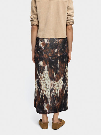 Long Skirt In Knit Printed With Animal Print