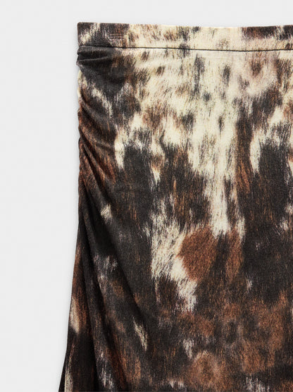 Long Skirt In Knit Printed With Animal Print