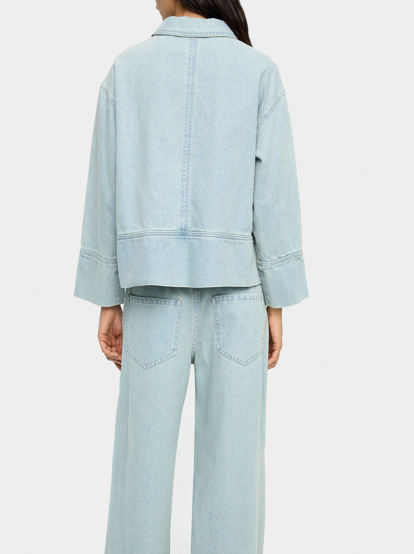 Denim Shirt With Zipper Closure