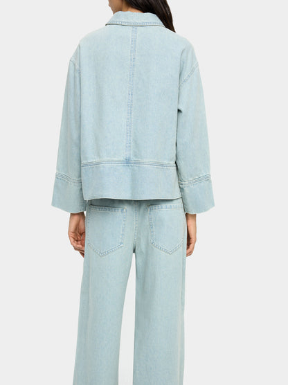 Denim Shirt With Zipper Closure