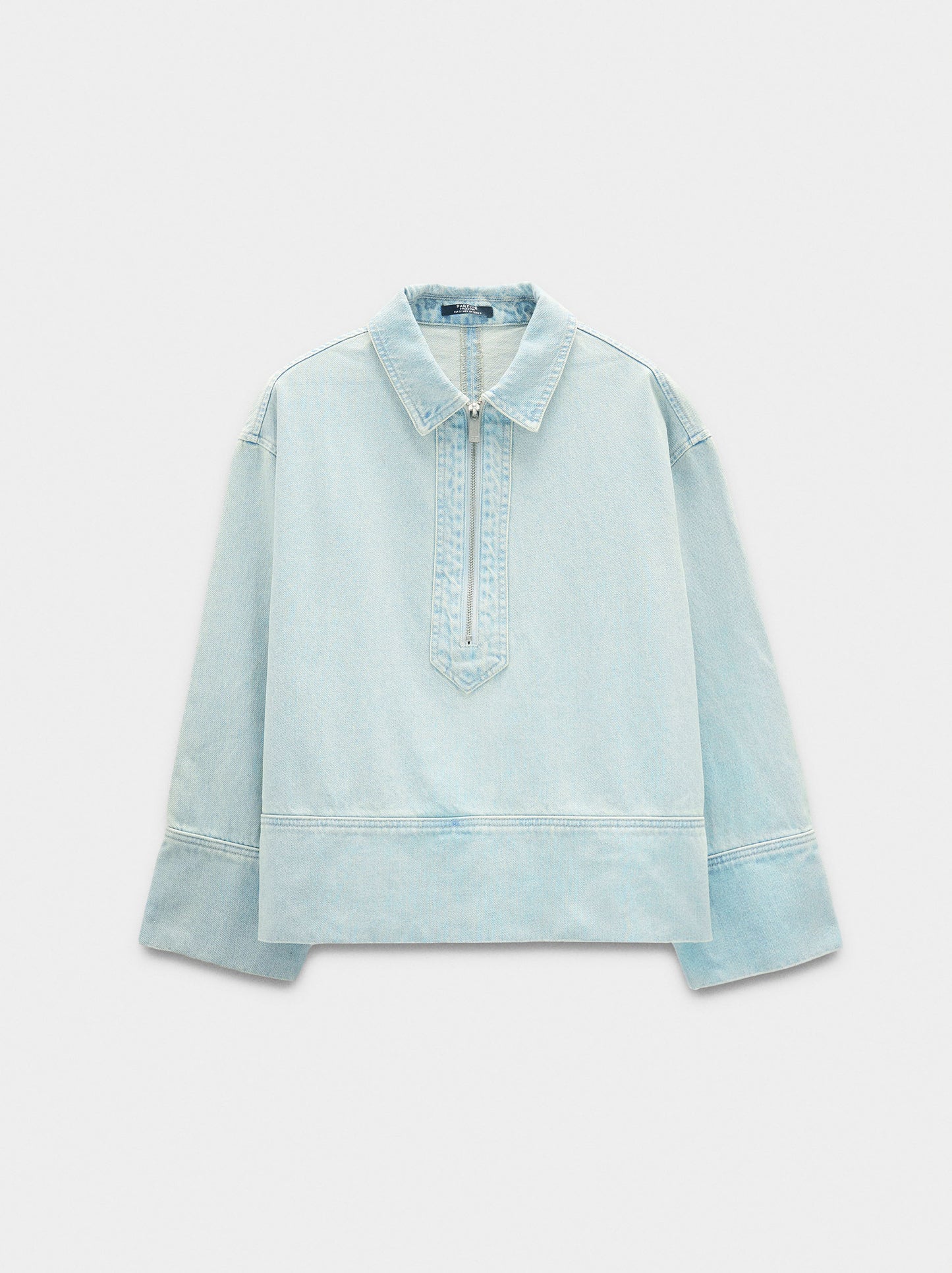 Denim Shirt With Zipper Closure