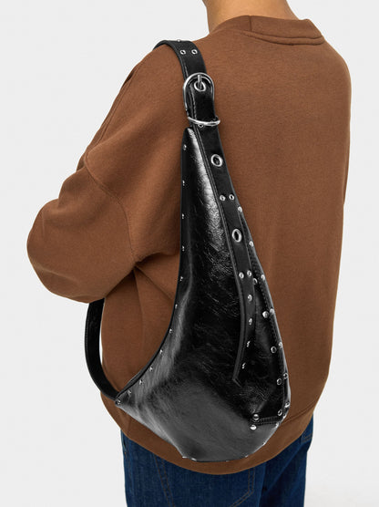 Asymmetric Shoulder Bag With Studs