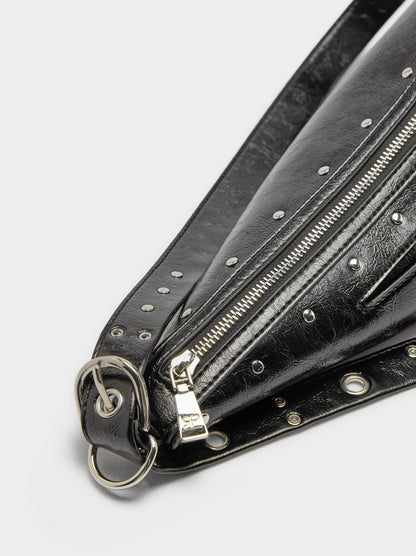 Asymmetric Shoulder Bag With Studs