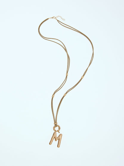 Cord Necklace With Letter