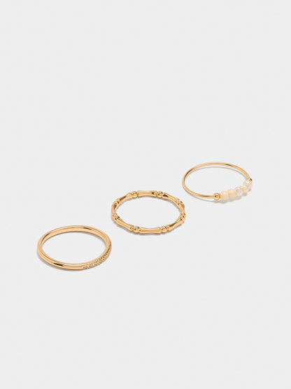 Set Of Rings With Pearls And Zirconia