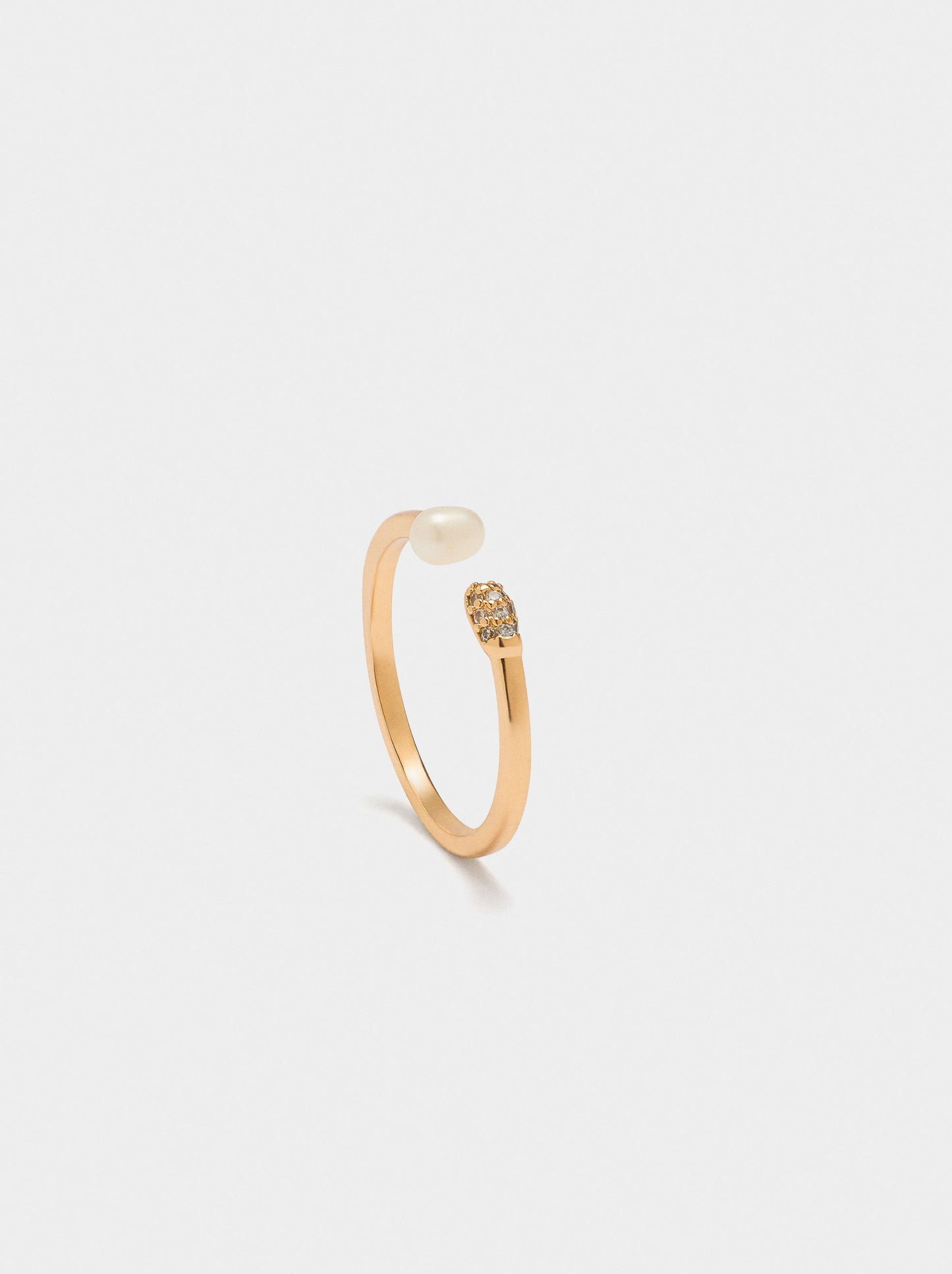 Open Ring With Pearl And Zirconia