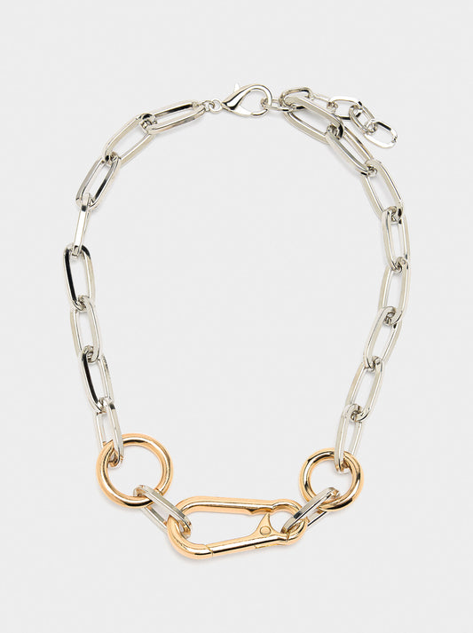 Short Necklace With Bicolor Links