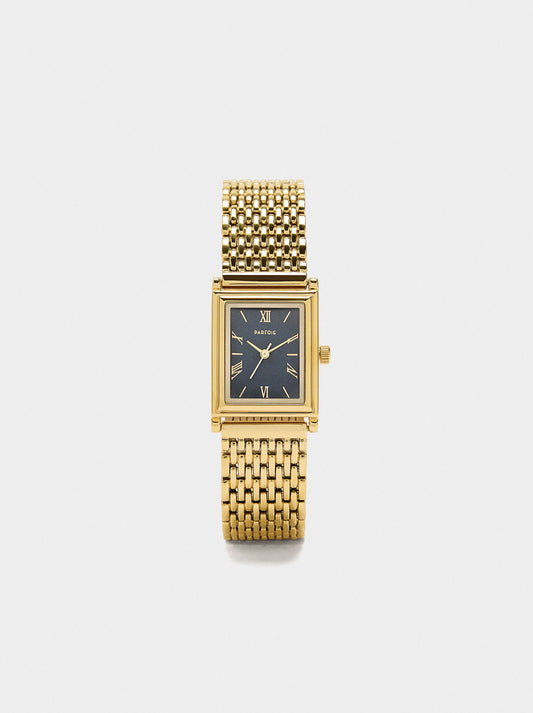Rectangular Watch With Metal Strap