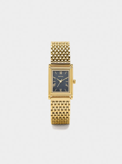 Rectangular Watch With Metal Strap