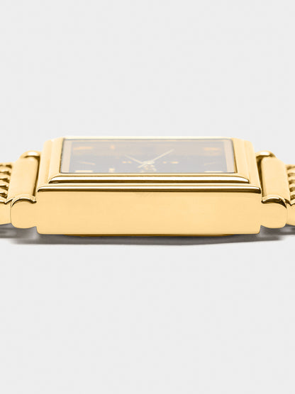 Rectangular Watch With Metal Strap