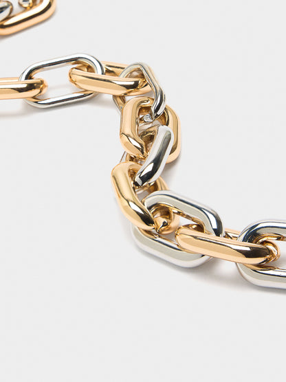 Short Necklace With Alternating Bicolor Links