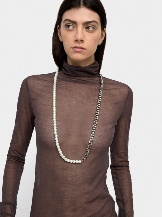 Convertible Necklace With Links And Pearls