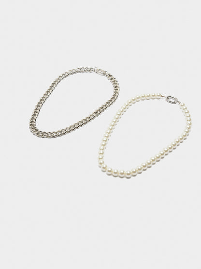 Convertible Necklace With Links And Pearls