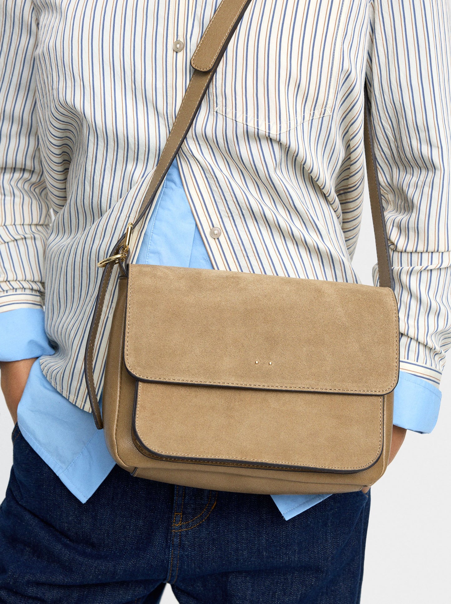 Crossbody Bag With Leather Details