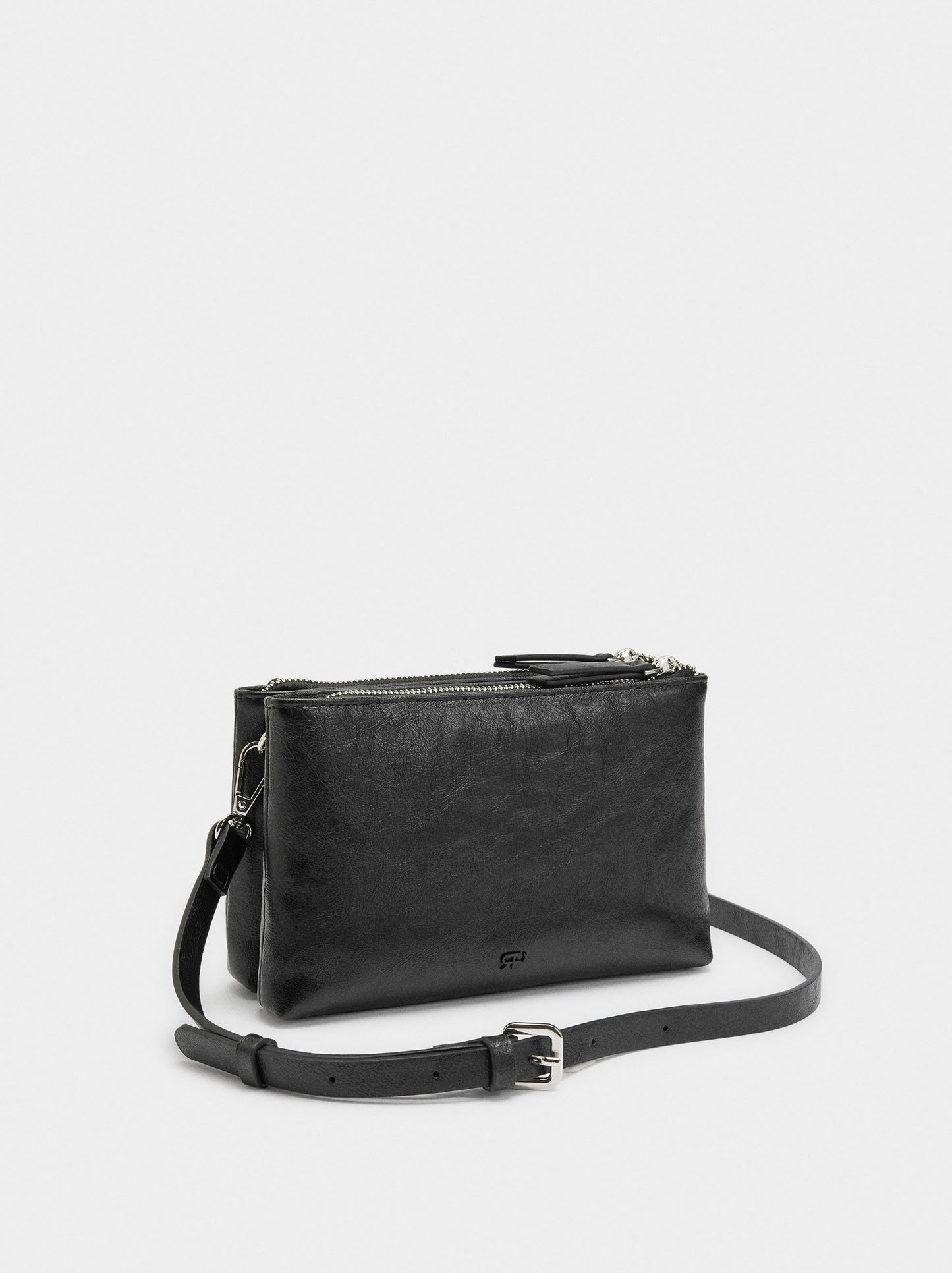 Crossbody Bag With Cracked Effect And Studs