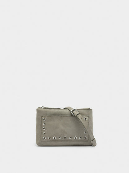 Crossbody Bag With Cracked Effect And Studs