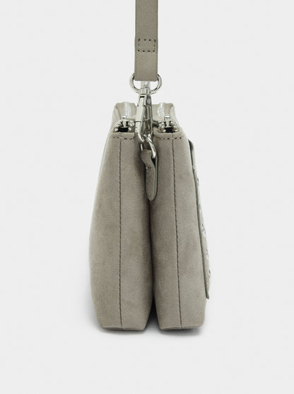 Crossbody Bag With Cracked Effect And Studs