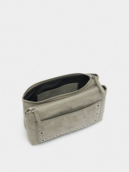 Crossbody Bag With Cracked Effect And Studs