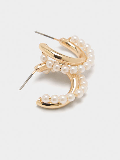 Open Hoop Earrings With Pearls