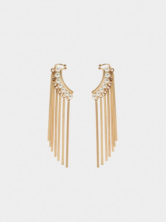Earrings Ear Jacket With Pearls And Bars