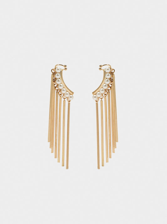 Earrings Ear Jacket With Pearls And Bars