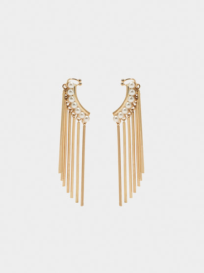 Earrings Ear Jacket With Pearls And Bars