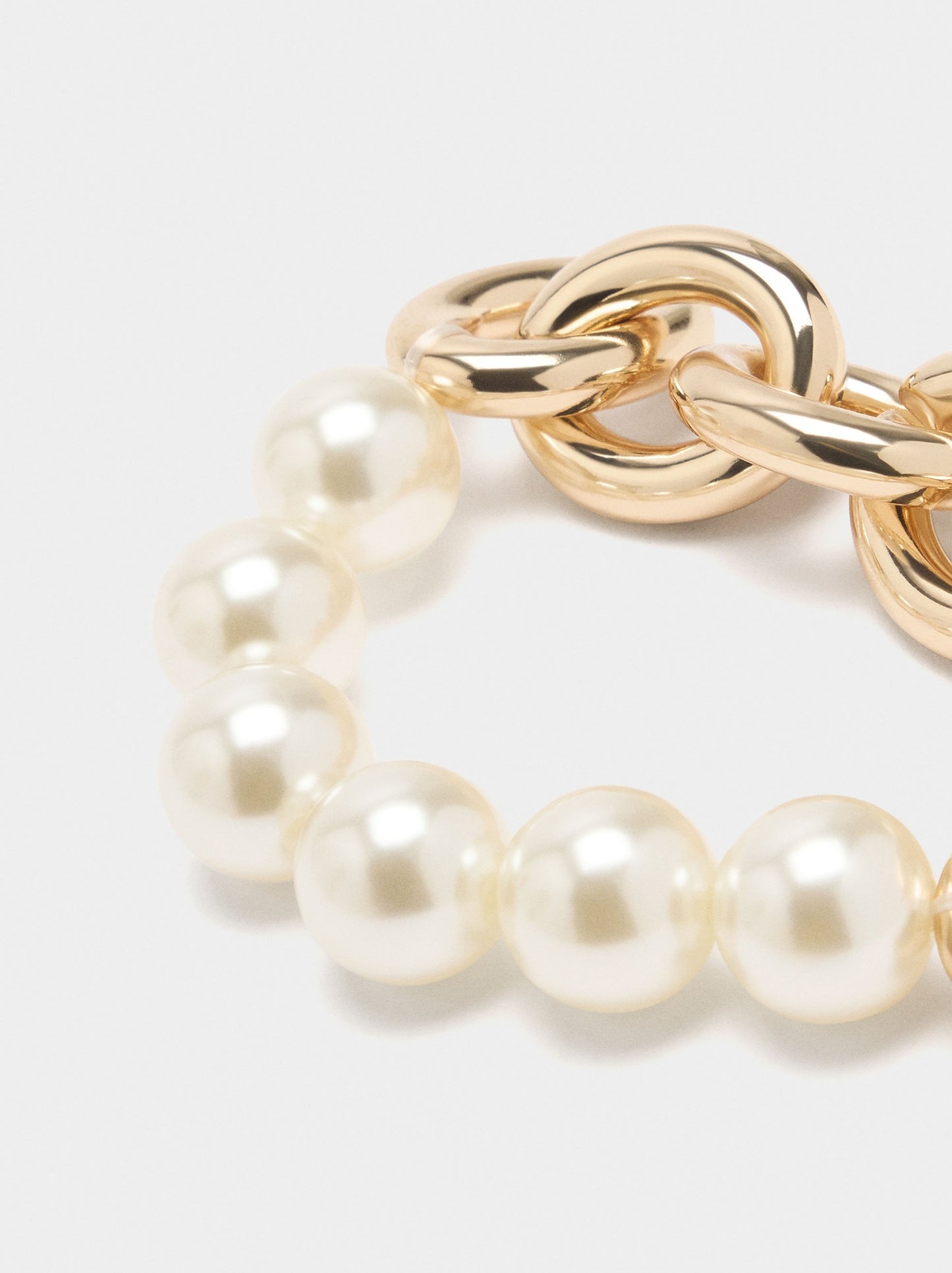 Elastic Bracelet Of Links With Pearls