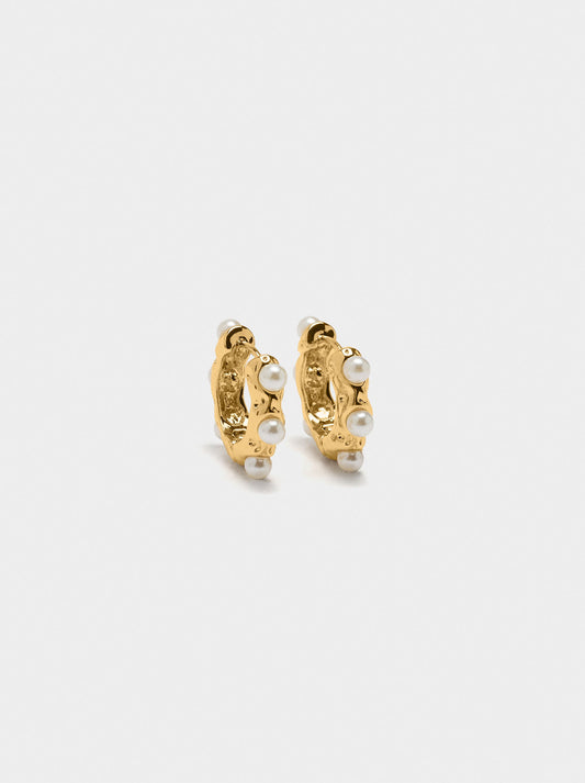 Irregular Hoop Earrings With Pearls