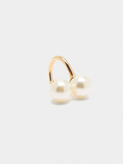 Crossed Ring With Pearls