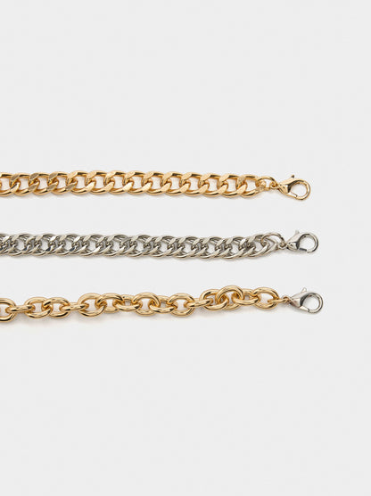 Set Of Bicolor Link Necklaces With Pearls