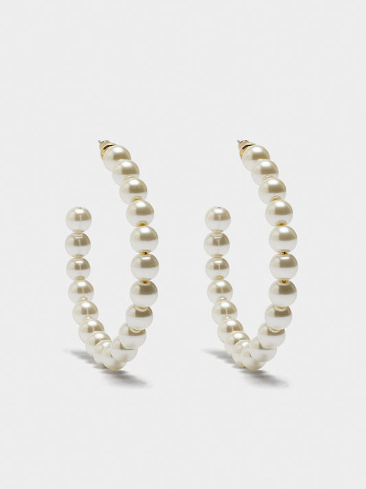 Open Hoop Earrings With Pearls