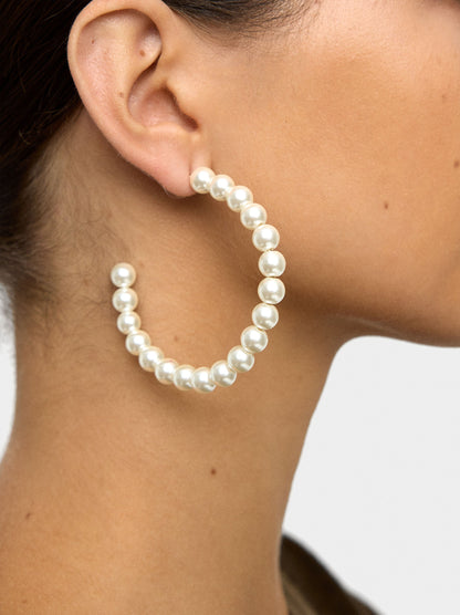 Open Hoop Earrings With Pearls