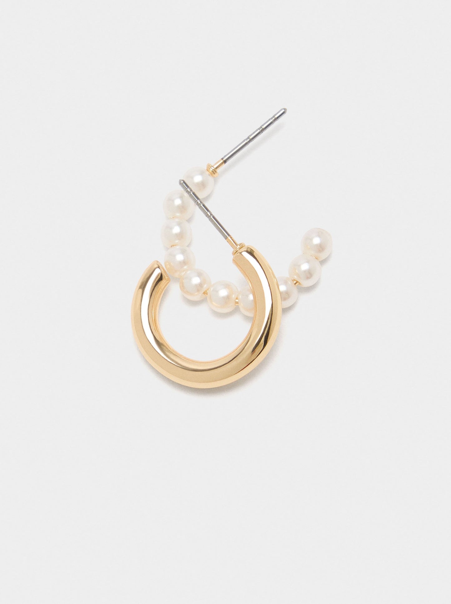 Set Of Open Hoop Earrings With Pearls