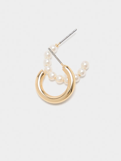 Set Of Open Hoop Earrings With Pearls
