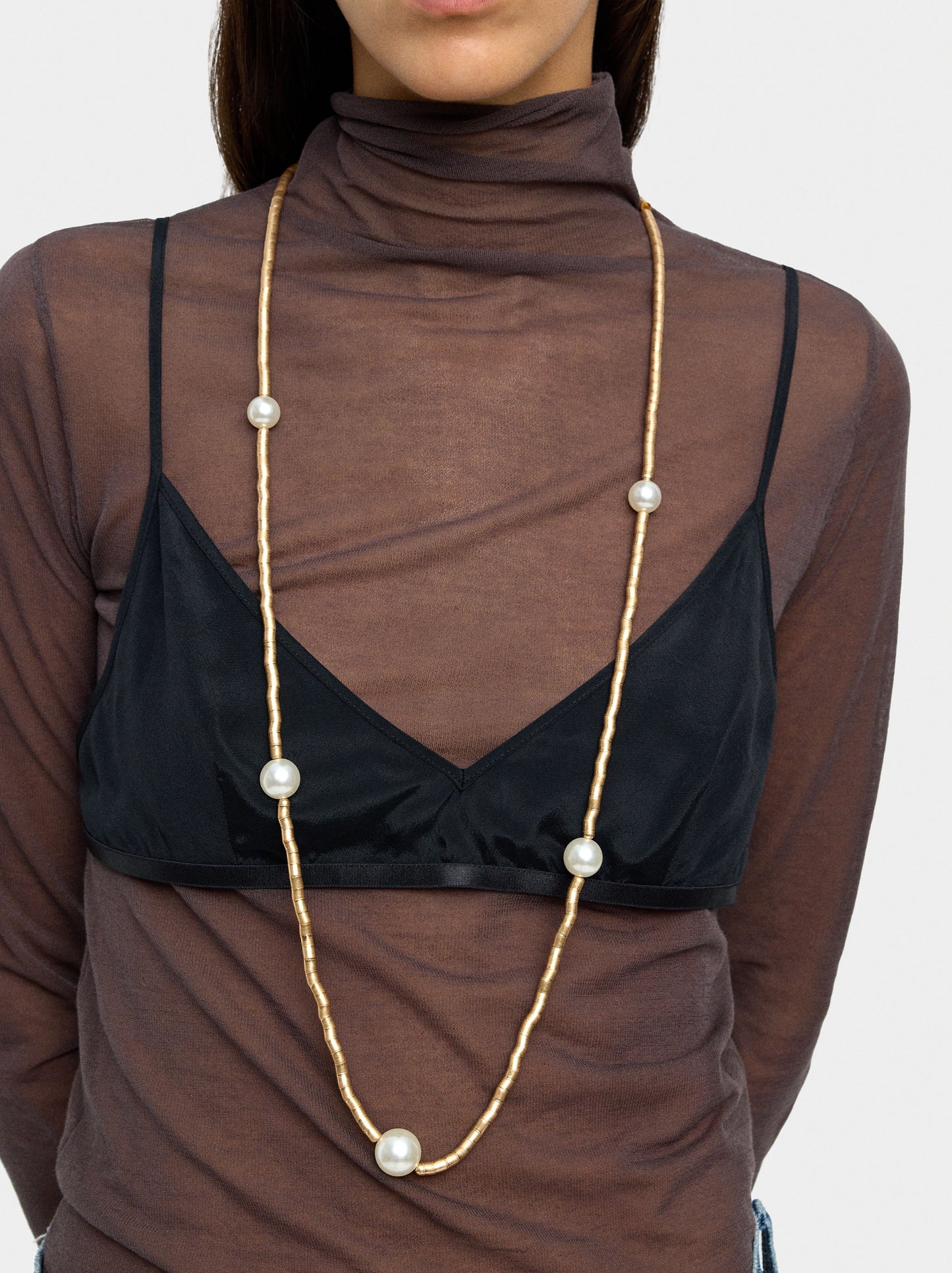 Long Necklace With Pearls