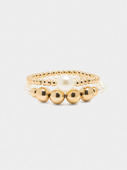 Set Of Elastic Bracelets With Pearls