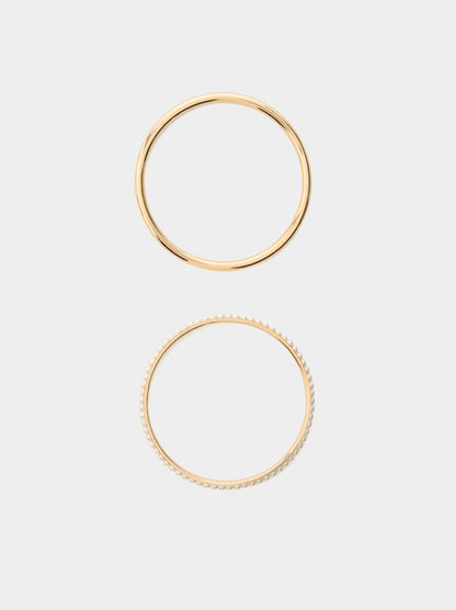 Set Of Rigid Bracelets With Pearls