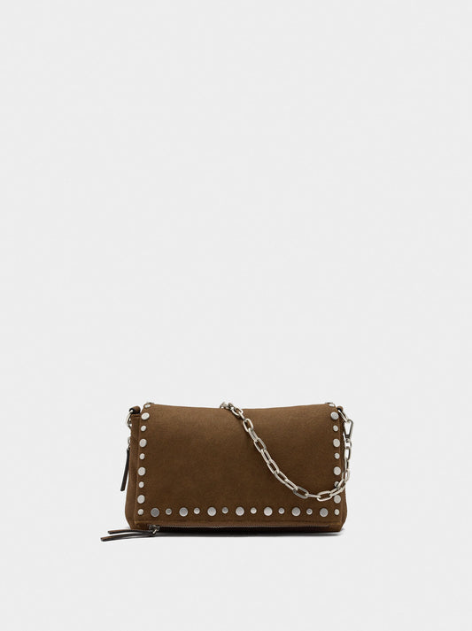 Faux Leather Studded Shoulder Bag