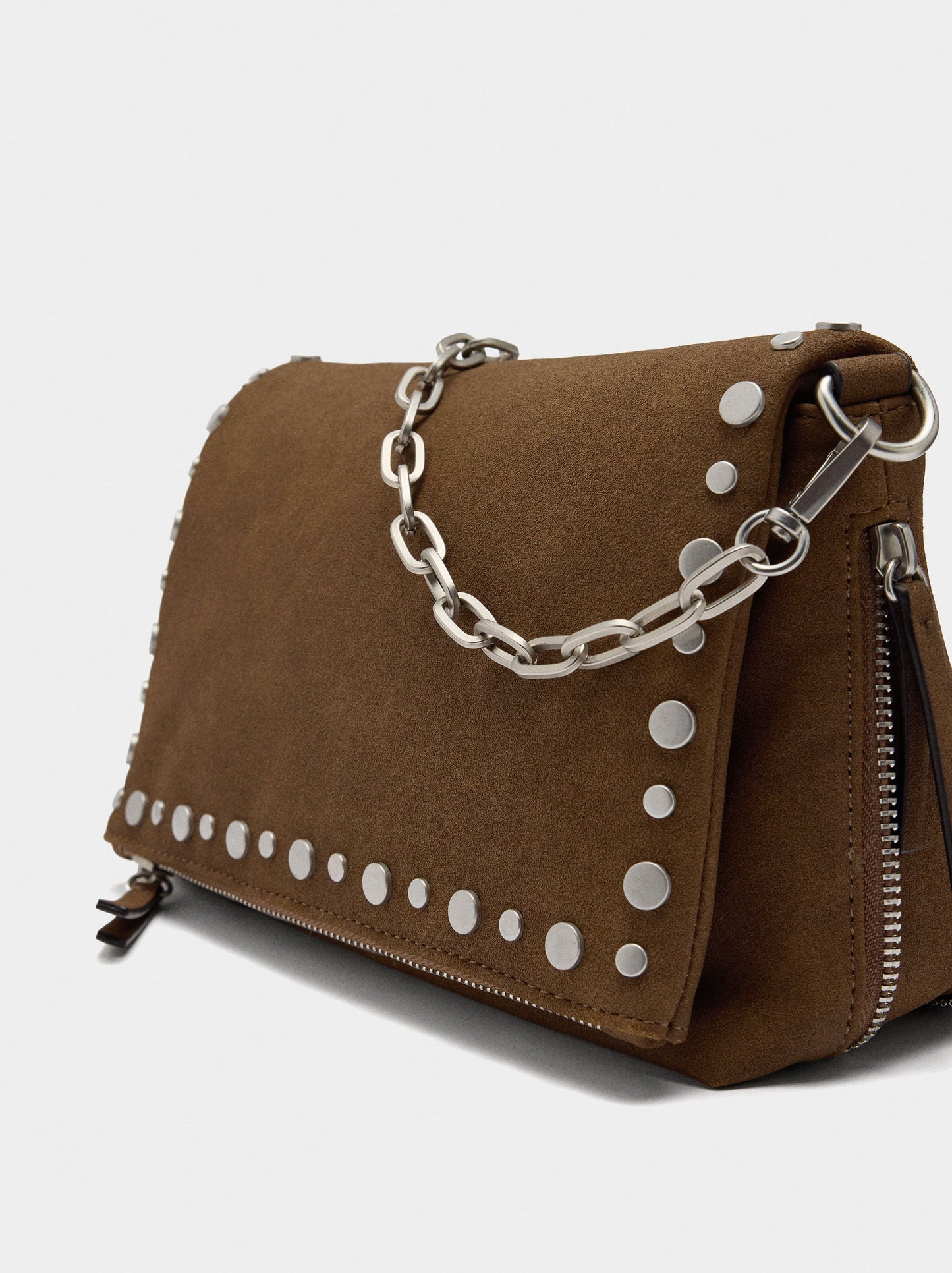 Faux Leather Studded Shoulder Bag