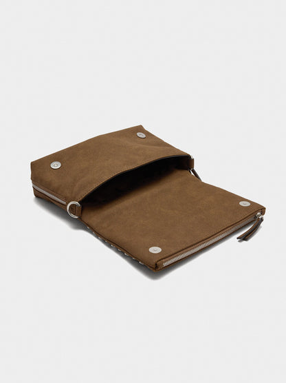 Faux Leather Studded Shoulder Bag