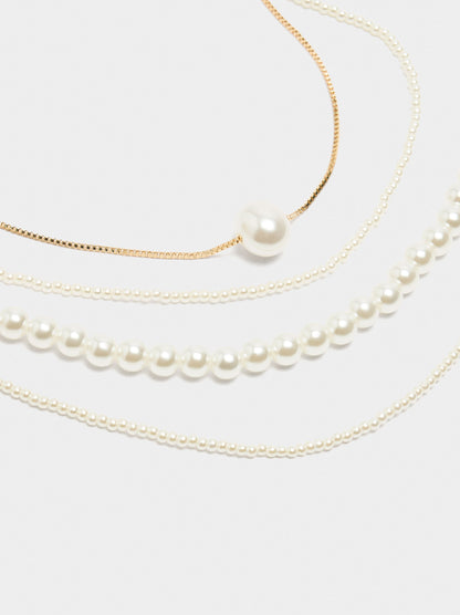 Set Of Short Necklaces With Pearls