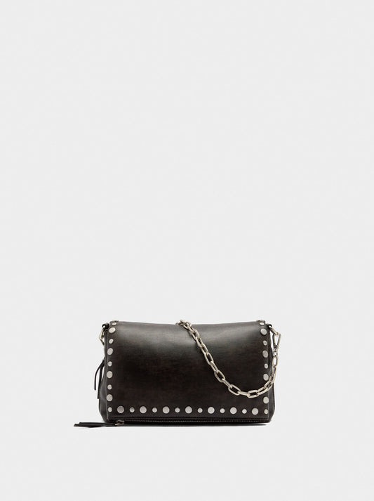 Faux Leather Studded Shoulder Bag