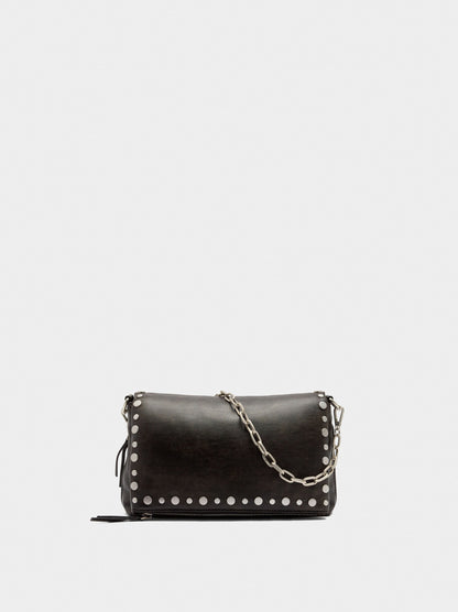 Faux Leather Studded Shoulder Bag