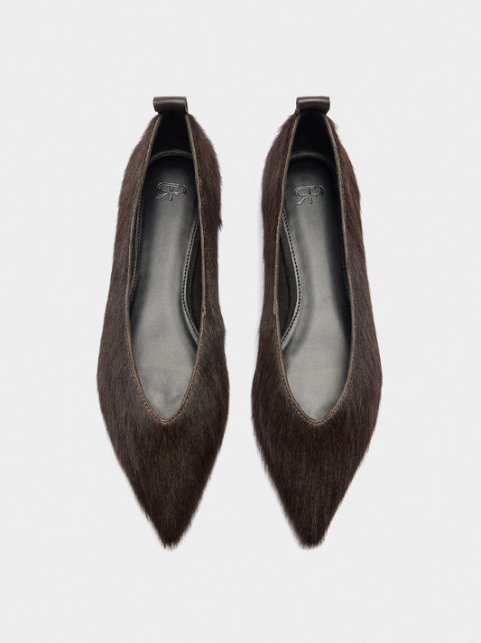Leather Ballet Flats With Fur