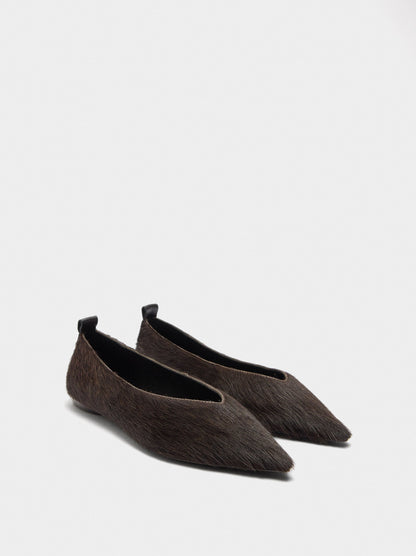 Leather Ballet Flats With Fur