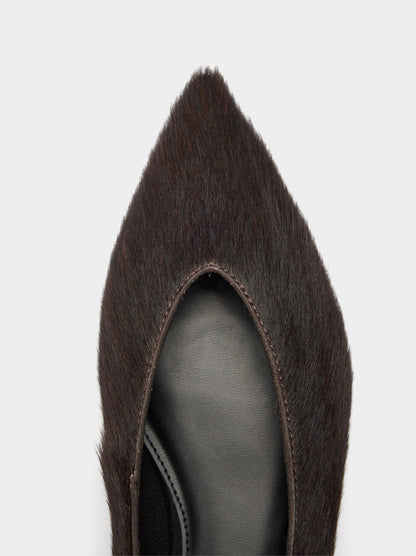 Leather Ballet Flats With Fur