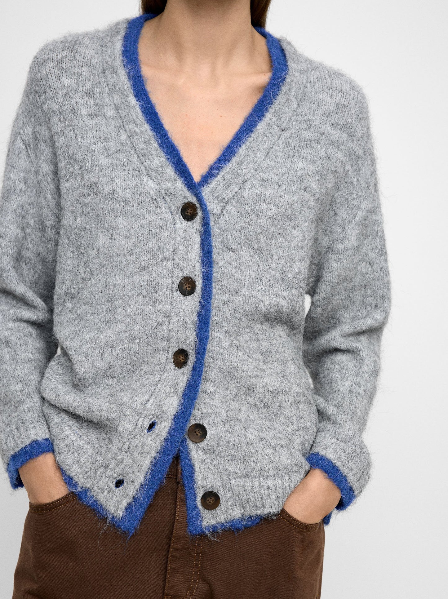 Knit Cardigan With Contrast Edges