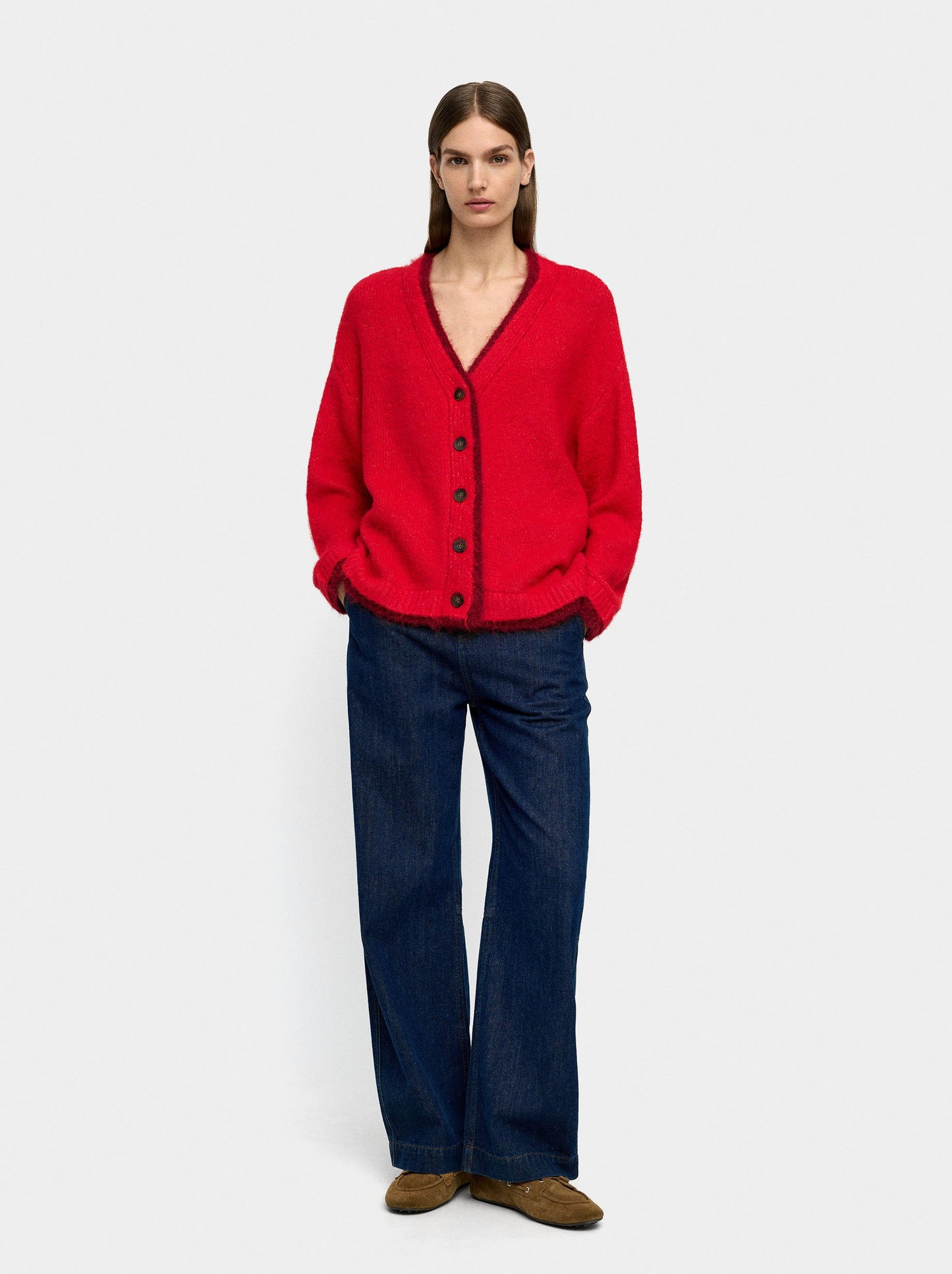 Knit Cardigan With Contrast Edges